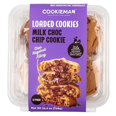 Cookieman Loaded Milk Chocolate Chip Cookies, 12-count, 25.4 oz Total