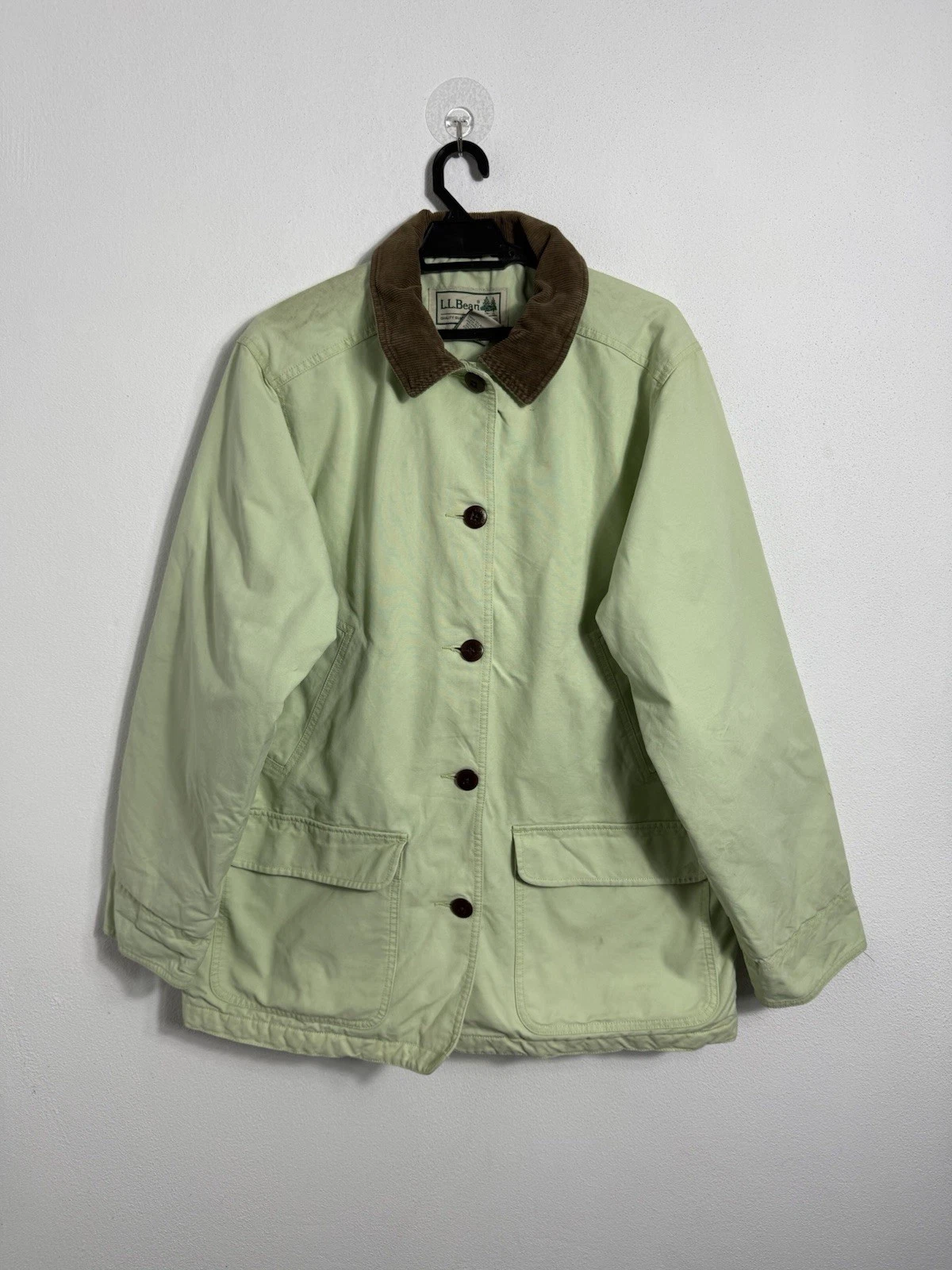 Vintage L.L. Bean Field Barn Chore Jacket Green Unisex L Wool Lined Made In USA