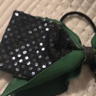 Green & Black Sequin Polka Dot Fabric Bow Hair Tie on Elastic for Women Teens — photo 3