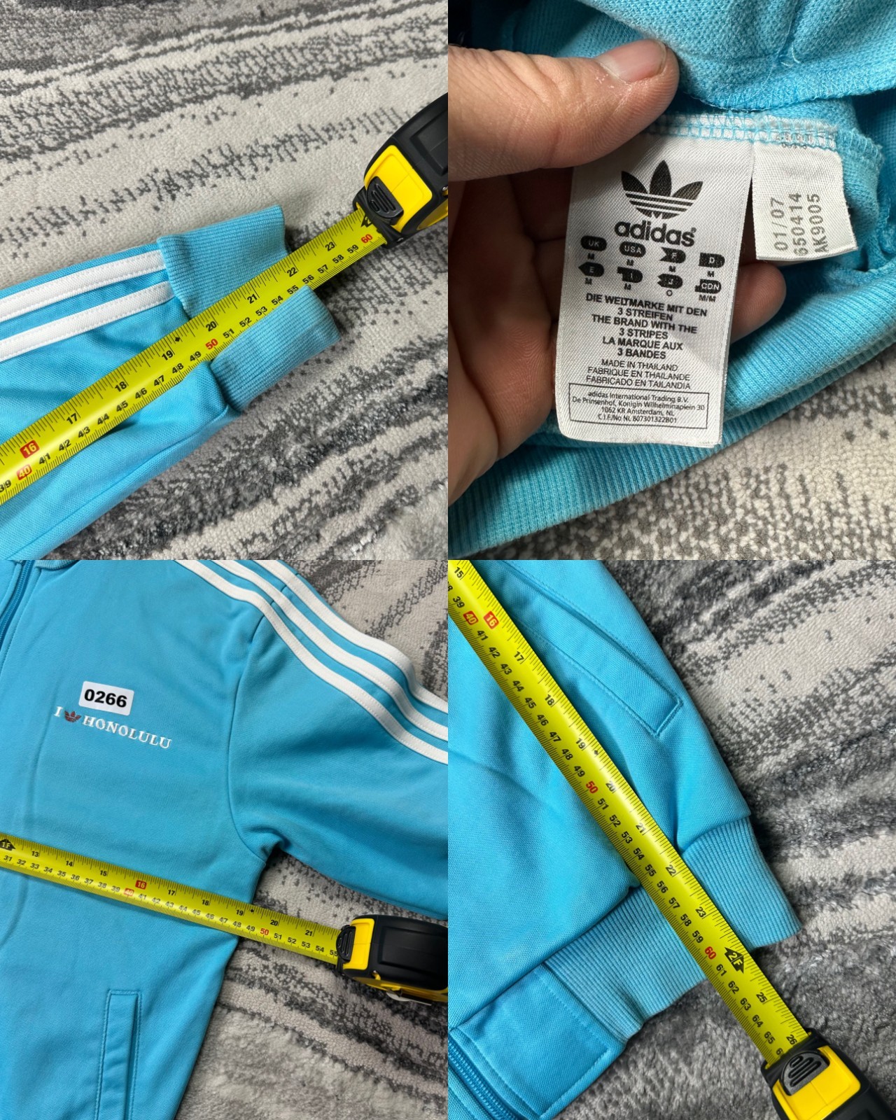 VTG Adidas Honolulu Hula 2000's Y2K Size Medium Blue Tracksuit Top Track Jacket image 7
