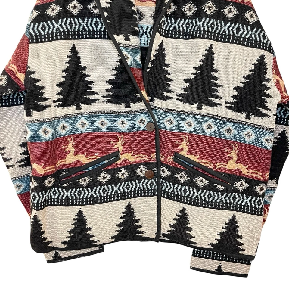 Chaqueta Impresiones Naturales Árbol de Navidad Reno Tapiz Chaqueta Cabincore M Foto 3 de 4