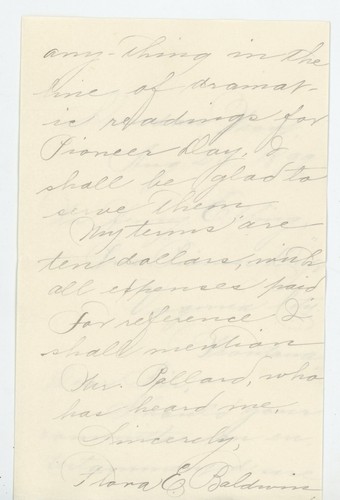 1899 Autograph Letter Signed Flora E. Baldwin Virginia City MT Stamp Envelope
