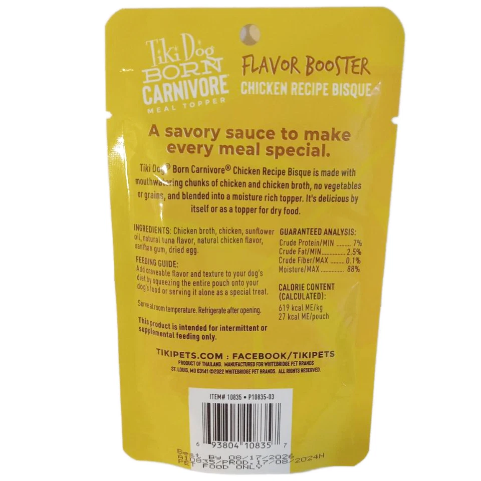 Tiki Dog Food Topper Chicken Recipe Bisque Born Carnivore Flavor Booster 3 Packs - Image 4 of 4