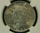 1922 BU U.S. Peace Silver Dollar NGC Brilliant Unc w Original Bag Fragment
