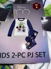 Disney 100 2 Piece Pajamas Size 8 Toy Story,Buzz, Stitch, Monster Inc, Mickey