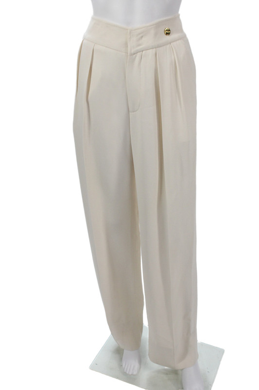 Callas Women Dress Pants Beige Button Solid Classic Spring Size 40