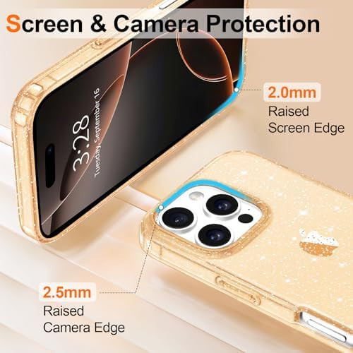 Custodia per iPhone 16 Plus Glitter, Trasparente Glitter Scintillante Lucido Bling Sparkle Carina - Foto 3 di 7