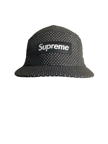 Casquette de camp Supreme Foulard SS12 rare chapeau noir/blanc à pois en LNC