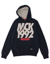 MCKENZIE Mens Graphic Hoodie Jumper Medium Navy Blue AN17