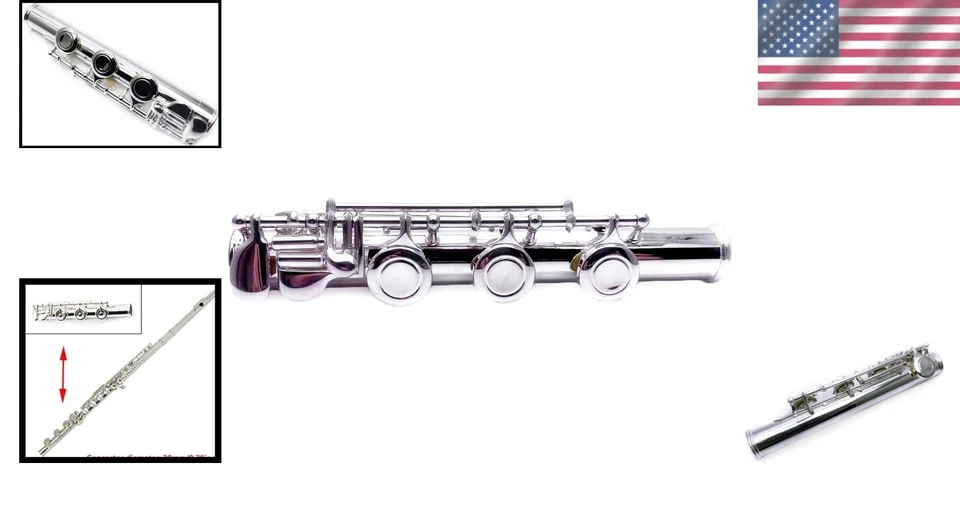 Junta de pie profesional plateada para flauta B - Accesorio de repuesto de 17 llaves Foto 2 de 4