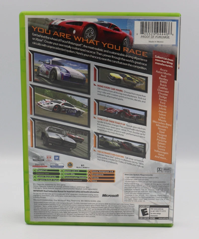 Forza Motorsport Microsoft Xbox Game CIB Complete Used 2005 Used - Image 2 of 3