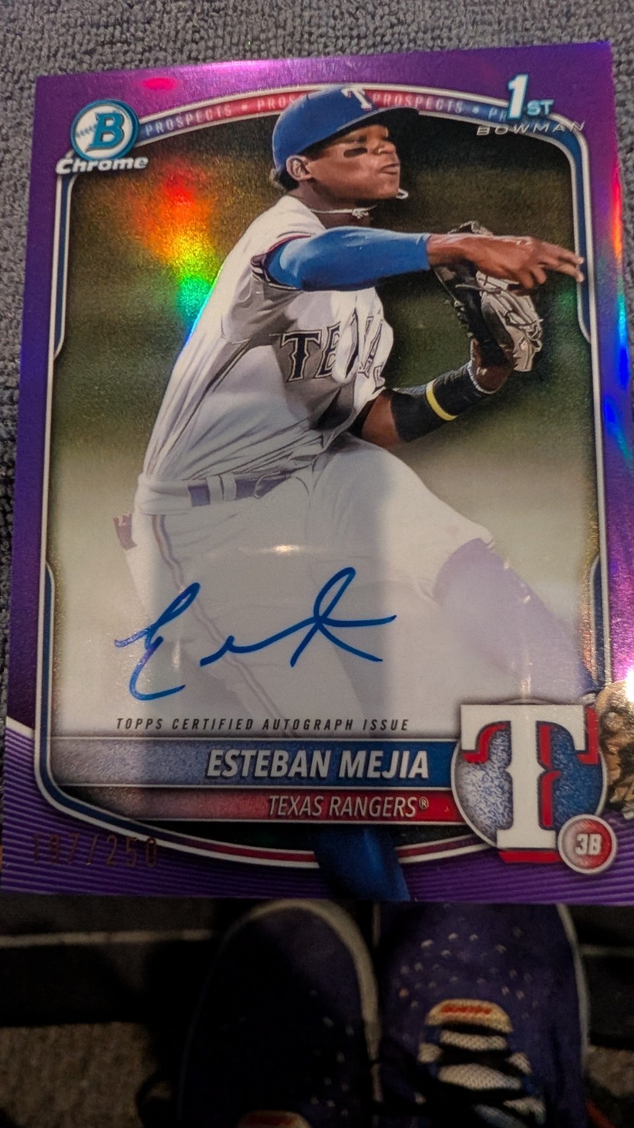 2025 Bowman Chrome Esteban Mejia Purple Auto Refractor 1st /250