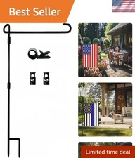 Garden Flag Stand-Holder-Pole with Garden Flag Stopper and Anti-Wind Clip 36.3"H