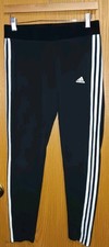 Adidas Running Jogger Pants Womens Size Large Black And White Stripes Stretchy