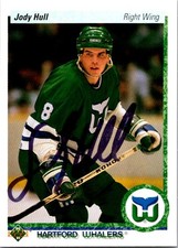 Jody Hull 1990-91 Upper Deck #322 Hartford Whalers Auto Hand Signed
