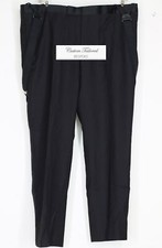 Men's Black Bespoke 100 Wool Tailored Tuxedo Dress Pants With Suspenders Sz 42