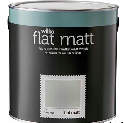 New Unopened Wilko Flat Matt Emulsion Wall And Ceiling Paint Blue Mist 2 5l - Magnolia Colour Paint Wilko