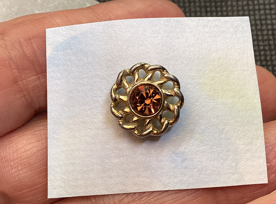 Unique Silver Tone Gold Faceted Rhinestone Mens Tie Tack