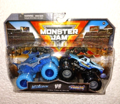 MONSTER JAM ''MEGALODON vs HOOKED'' - NEW 1/64 SCALE DIECAST MONSTER TRUCKS