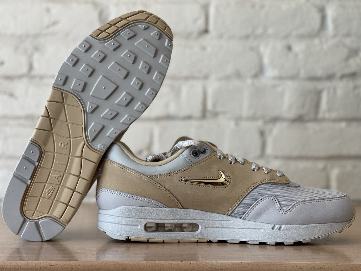 Nike Air Max 1 By You ID Grey Sail Gold Custom Women Size  display picture 1