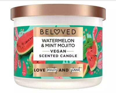 Beloved Watermelon Mojito Mint Candle Vegan Scented Love Beauty Planet 11.5 oz