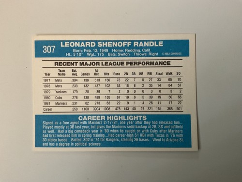 Donruss Baseball 1982 #275-499 descuento múltiple eliges envío gratuito agosto 2025 - Imagen 61 de 427