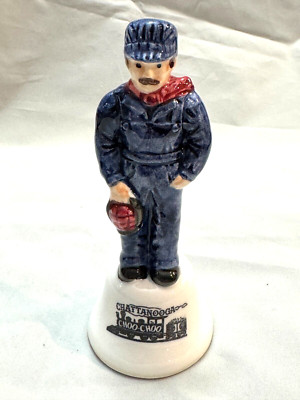VTG Porcelain Bell 1980s Chattanooga Choo Choo Railroad Worker  made in Japan