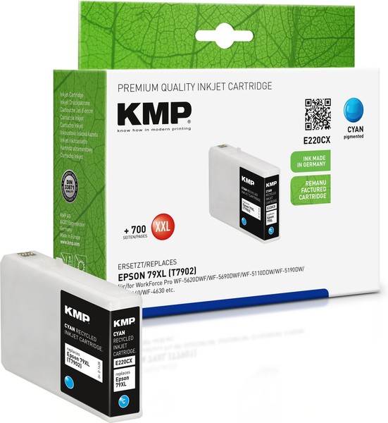 Kmp E220CX Cyan Tintenpatrone Ersetzt Epson Workforce 79XL (T7902)-image