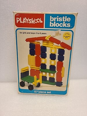 Vintage 1978 Playskool Bristle Blocks 39 Piece Building Set in Original Box 