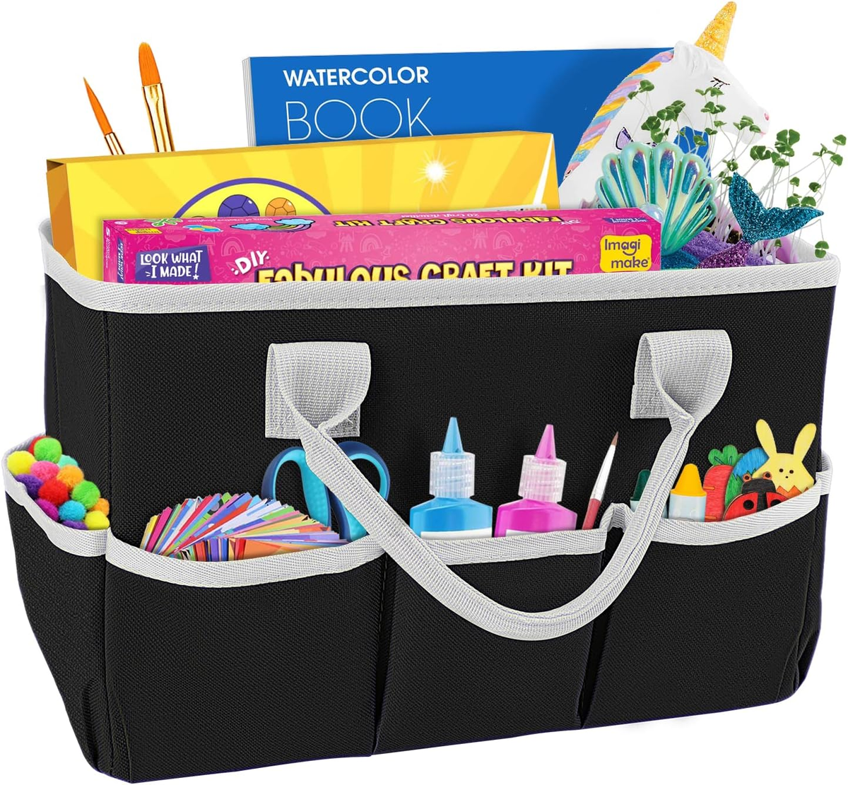 Art Supply Storage Organizer Caddy, Craft Tote Bags with Pockets