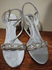 Nina metallic silver and Crystal heels