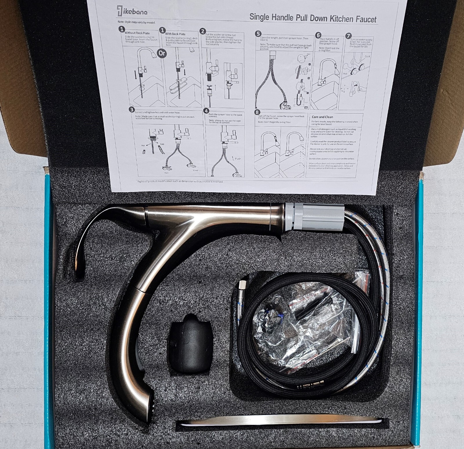 IKEBANA Kitchen Faucet With Pull out Sprayer Brushed Nickel (OPEN BOX!) eBay