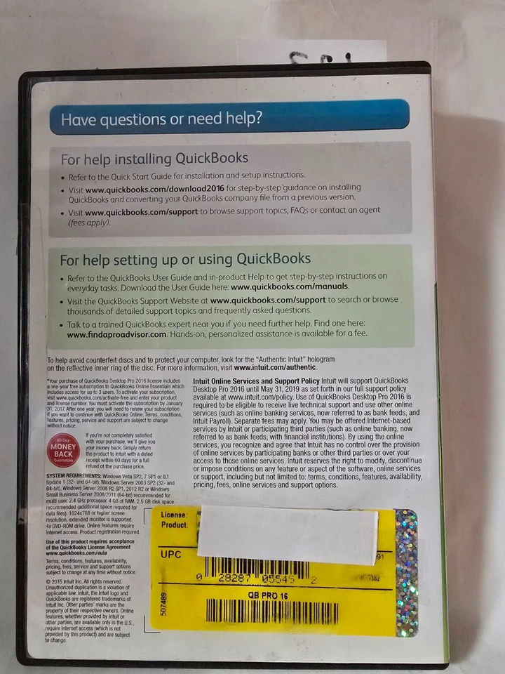 Quickbooks Pro 2016 Desktop For Windows Retail Version Intuit Full US 123 - Image 2 of 4
