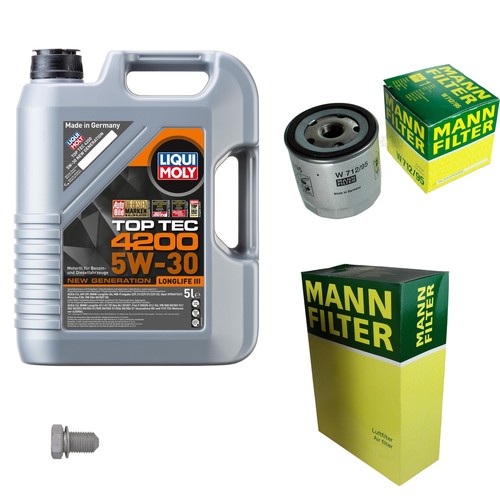 Inspektionspaket MANN Filter + LM TopTec 4200 5W-30 - 6 Liter