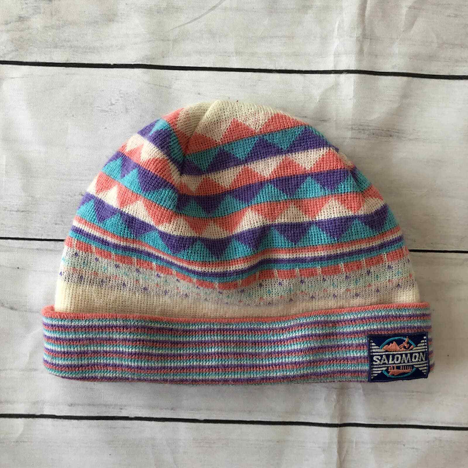 Cappello donna vintage Salomon berretto neve sci multicolore
