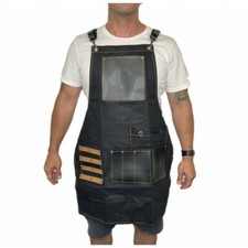 Empire Barber Apron - Denim Canvas w/ leather pocket For scissors blades combs