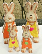 4 Osterhasen Hasenfamilie Hasen aus Ton, Ostern Deko, 18,5 u. 11,2 cm, unbenutzt