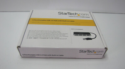 StarTech ST4200MINI2 4-port Portable USB 2.0 Hub With Built-in Cable 4 Port