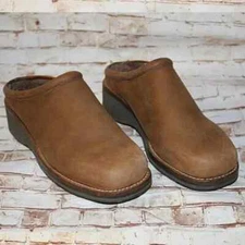 COLE HAAN Womens BROWN SUEDE SLIP ON CLOGS  Size 7