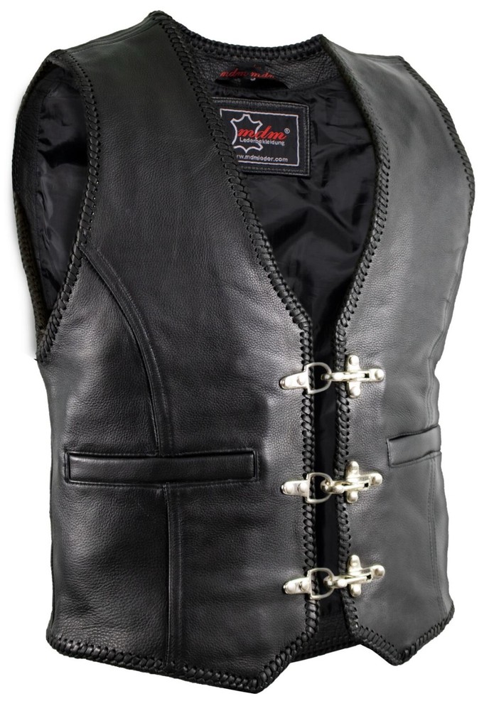 Rocker vest with buckles biker vest leather vest club vest chopper vest cowhide