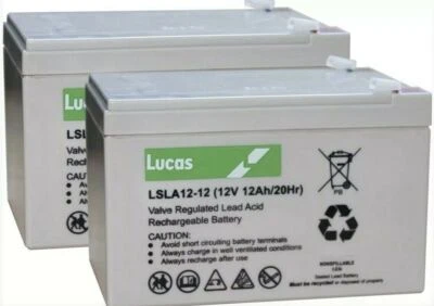 ONE PAIR OF LUCAS 12V 12AH MOBILITY SCOOTER BATTERIES -INVACARE,DAYS, PRIDE,