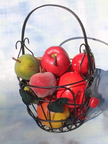 Black Wire Apple Basket with Faux Apples FREE SHIPPING! - Picture 7 of 9