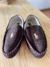 Polo ralph lauren Dezi With Polo Pony brown men's slippers size 12 See Pics