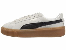puma platform trace trainers in white black with gum sole