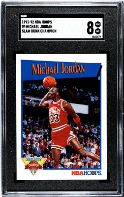 Michael Jordan 1991-92 NBA Hoops IV Slam Dunk Champion SGC 8 Michael Jordan 1991-92 NBA Hoops IV Slam Dunk Champion SGC 8
