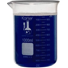 1000ml Beaker, Low Form Griffin, Boro 3.3 Glass, Graduated, Karter Sci (Pack 18)