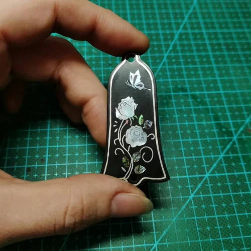 Ebony Inlaid Silver Mother Pearl Bell Truss Rod Cover for Gibson Guitars
