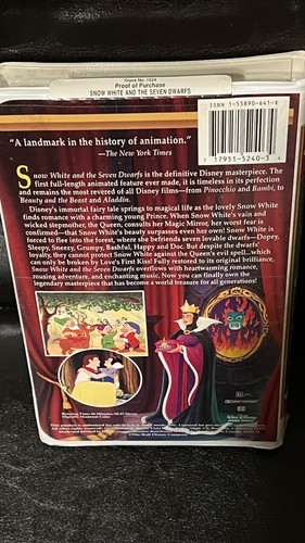 Walt Disney's Masterpiece Snow White and the Seven Dwarfs VHS #1524 *SEALED - Picture 3 of 5