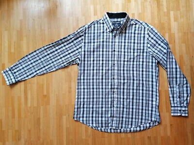 Gil D'Auray shirt chemise detente, men's long sleeve, size L/XL black and white check