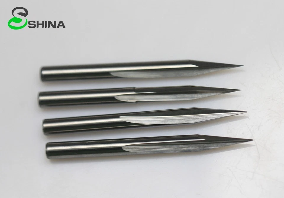 5x 1/8" 30 deg 0.2mm Double Flute Straight Slot Sticker Engraving Router Bit - Image 2 of 4